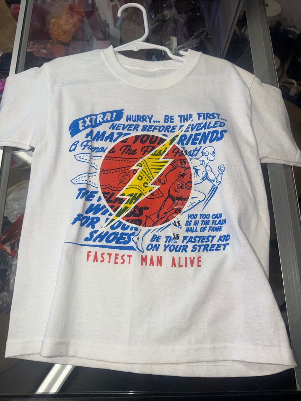 White Kids' Lightning Graphic Tee with Bold Multicolor Print